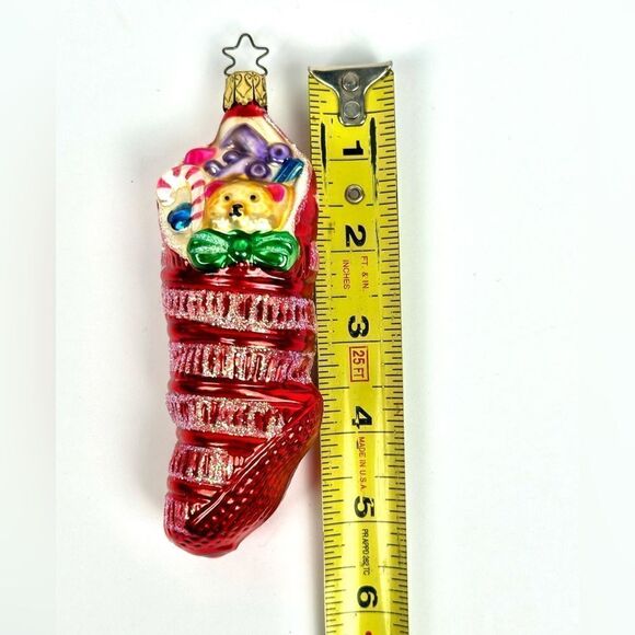 INGE GLAS Germany Stocking with Gifts Blown Glass Christmas Ornament - Picture 10 of 10